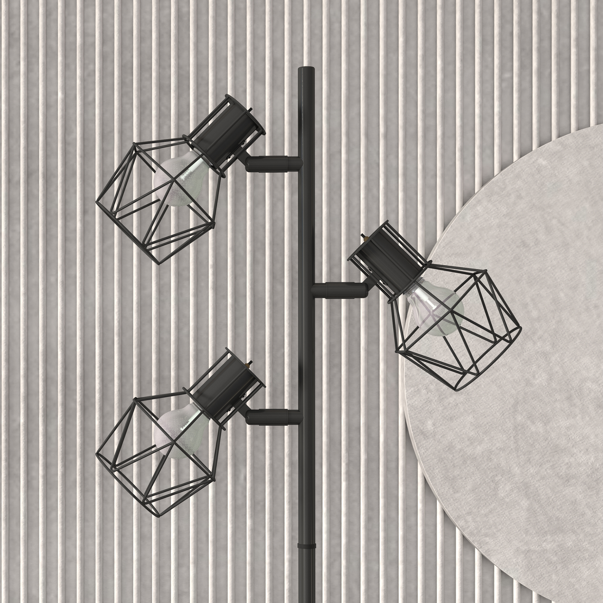 3-Licht-Stehlampe mit flexiblen Leuchtelementen, baumähnliche Struktur, für Wohnzimmer und Schlafzimmer, Metall, Schwarz