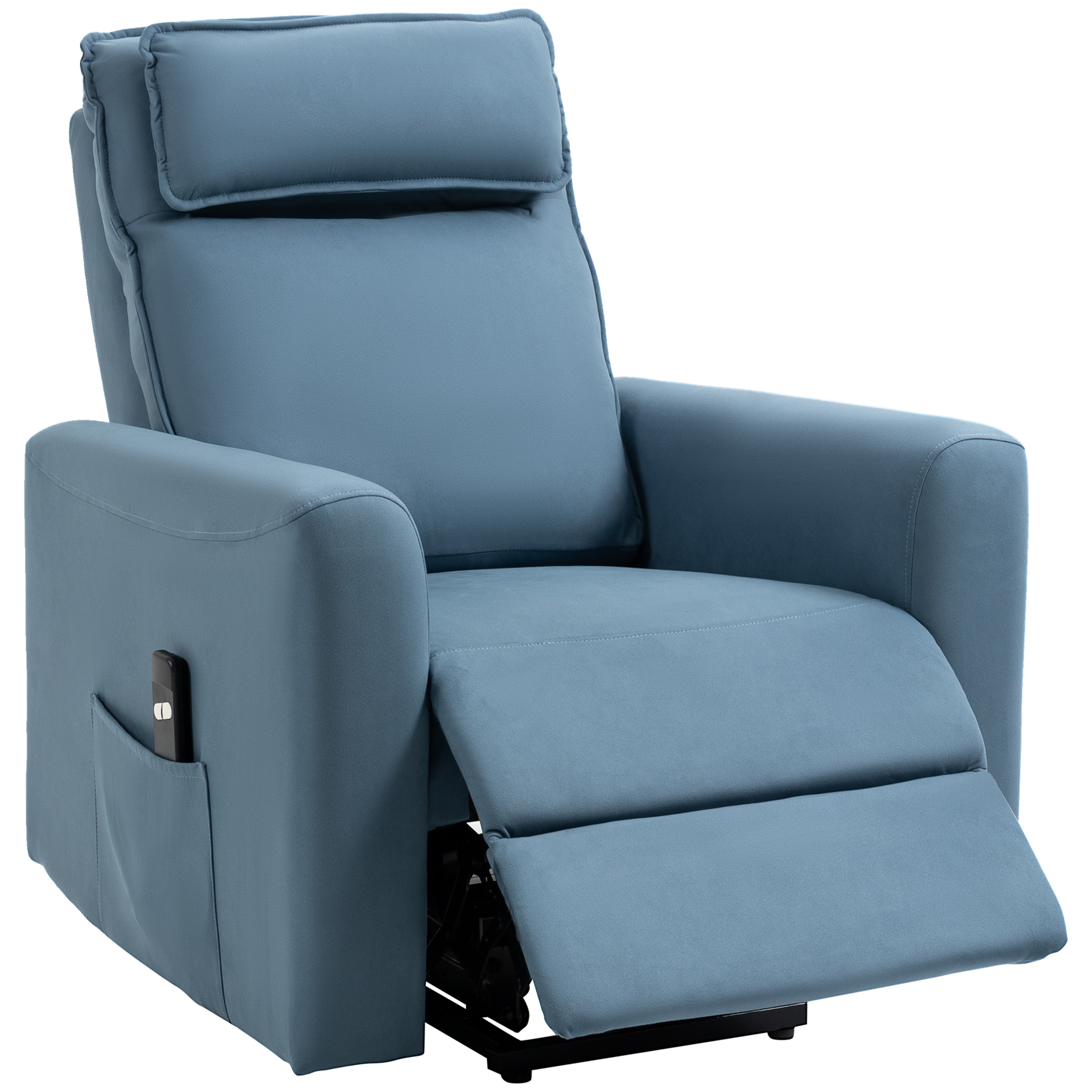 Aufstehhilfe Relaxsessel Fernsehsessel, integrierte Fußstütze, Seitentasche, Kabelfernbedienung, 84 x 89,5 x 105 cm,Blau Aufstehhilfe Relaxsessel Fernsehsessel, integrierte Fußstütze, Seitentasche, Kabelfernbedienung, 84 x 89,5 x 105 cm,Blau