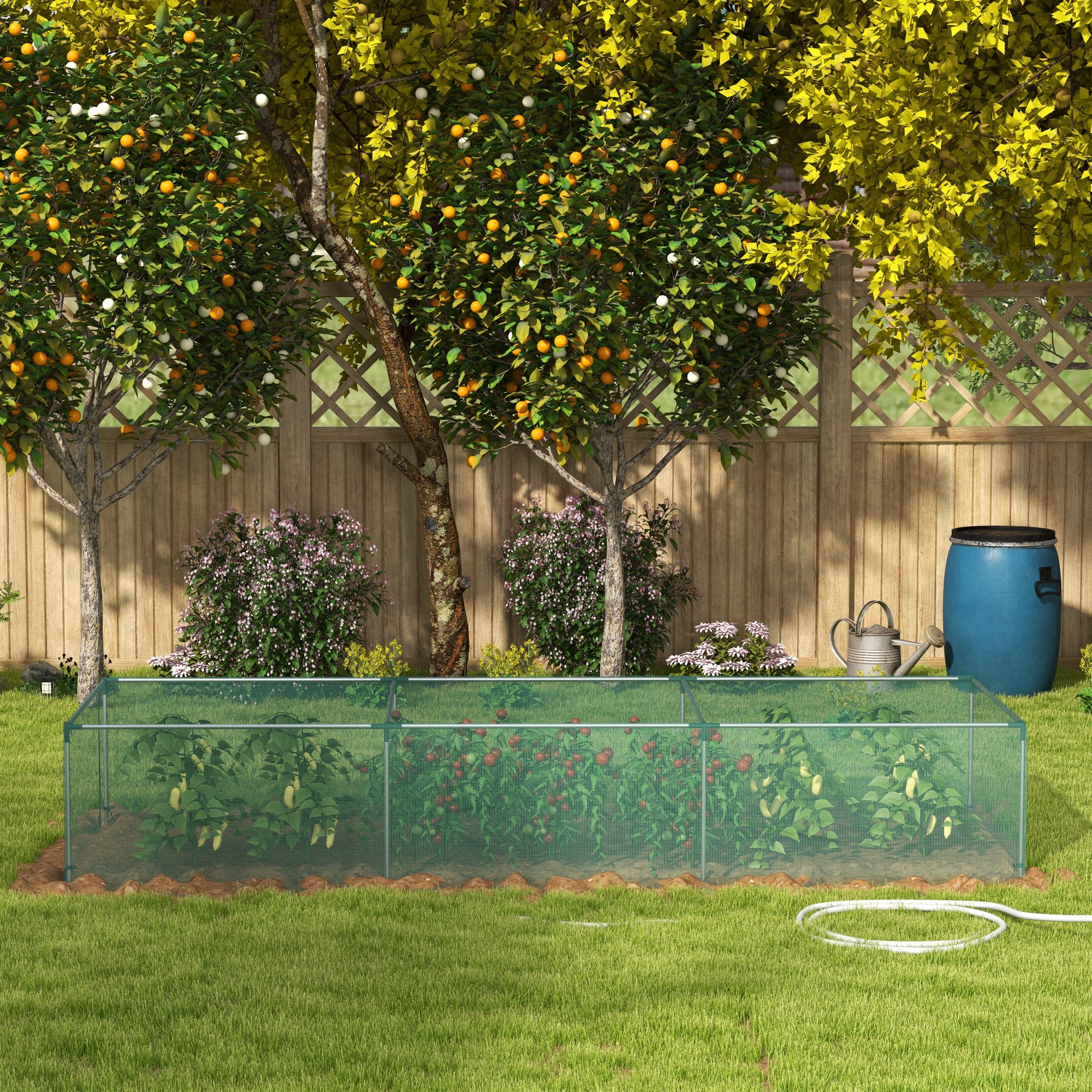 Pflanzenschutznetz, Gemüseschutz, Reißverschlusstür, Stahlrahmen, 125x125x62,5 cm, Grün/Silber
