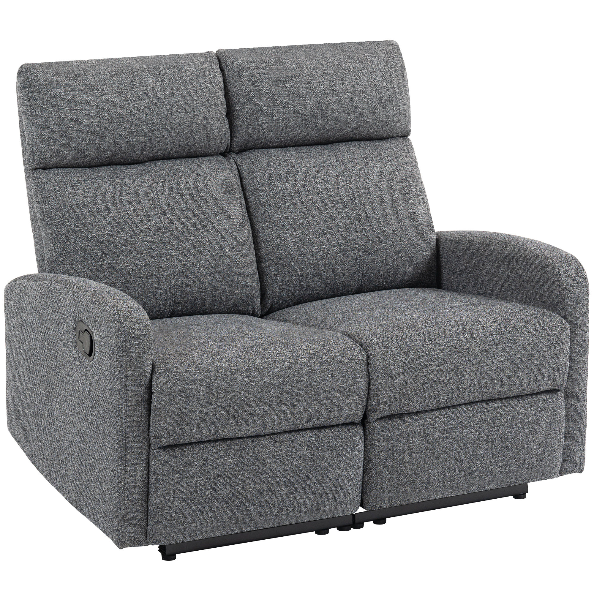 2-Sitzer-Sofa, individuell verstellbare Rückenlehnen, Fußstütze, Stoffbezug, Stahl, Grau 2-Sitzer-Sofa, individuell verstellbare Rückenlehnen, Fußstütze, Stoffbezug, Stahl, Grau