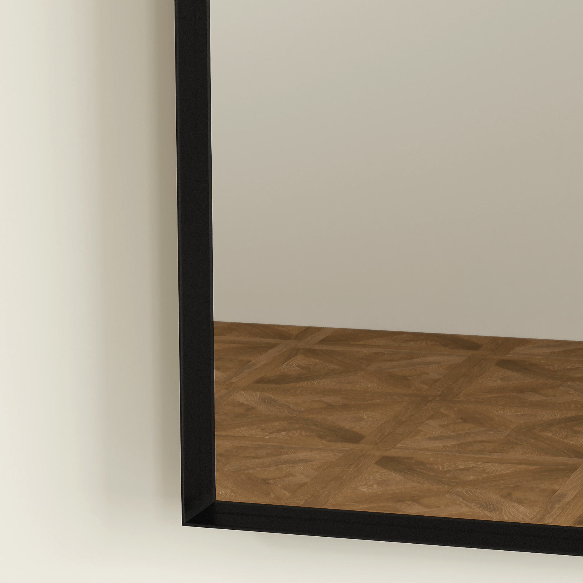 Gebogener Badezimmerspiegel, 50 x 70 cm, Bad-Spiegel mit Aluminium-Rahmen, Deko-Spiegel, Küche, Schwarz