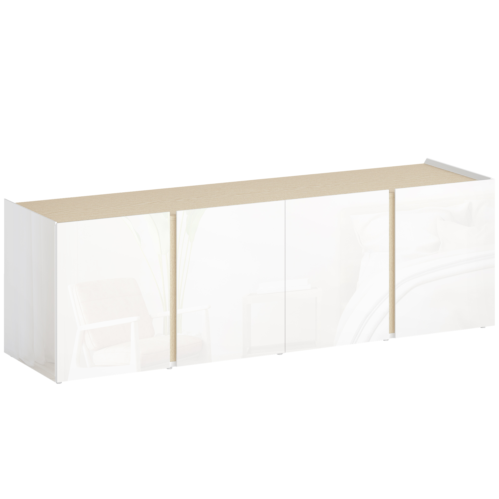 TV-Kommode für 65-Zoll-Fernseher, Fernseh-Schrank mit Soft-Close-Türen, anpassbare Regale, Kabellöcher, für Wohnzimmer, Weiß