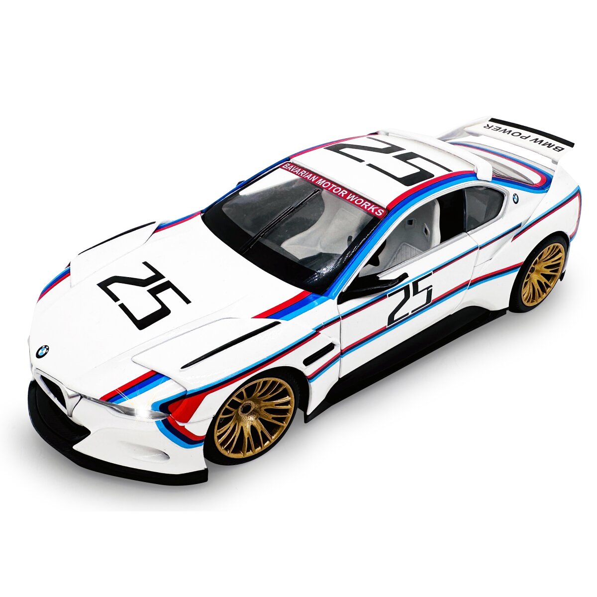 BMW 3.0 CSL Hommage R Diecast 1:24 weiß inkl. Knopfzellen