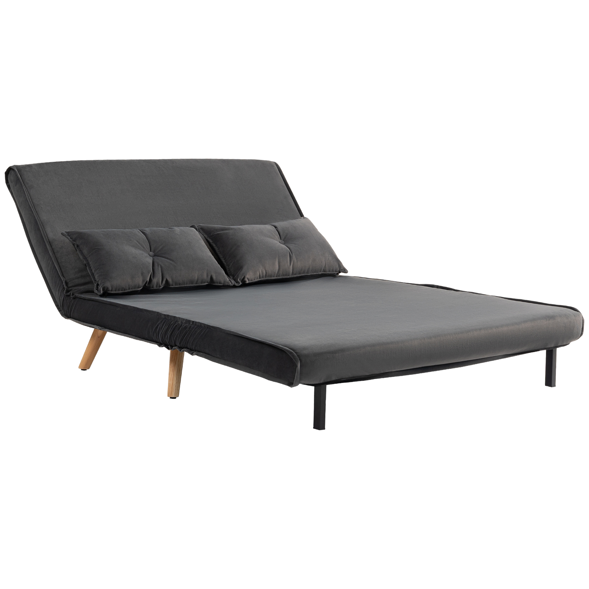2-Sitzer-Schlafsofa, Bettsofa, in Bett umwandelbare Couch, verstellbare Rückenlehne, Stoffbezug, Metallrahmen, Grau