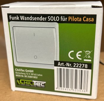 Funk-Wandsender Solo für "Pilota Casa", 433,92MHz, max. 70m, Batterie A23
