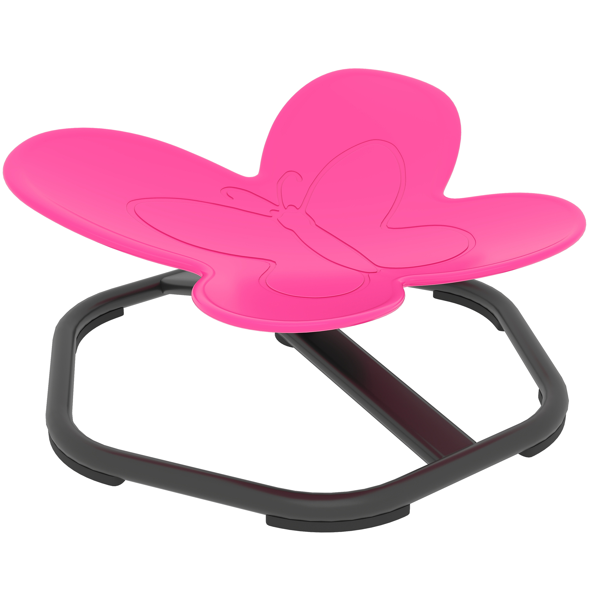 Sensorischer Drehstuhl für Kinder, Schmetterlings-Form, fördert Balance und Koordination, Kunststoff, Metall, Rosa