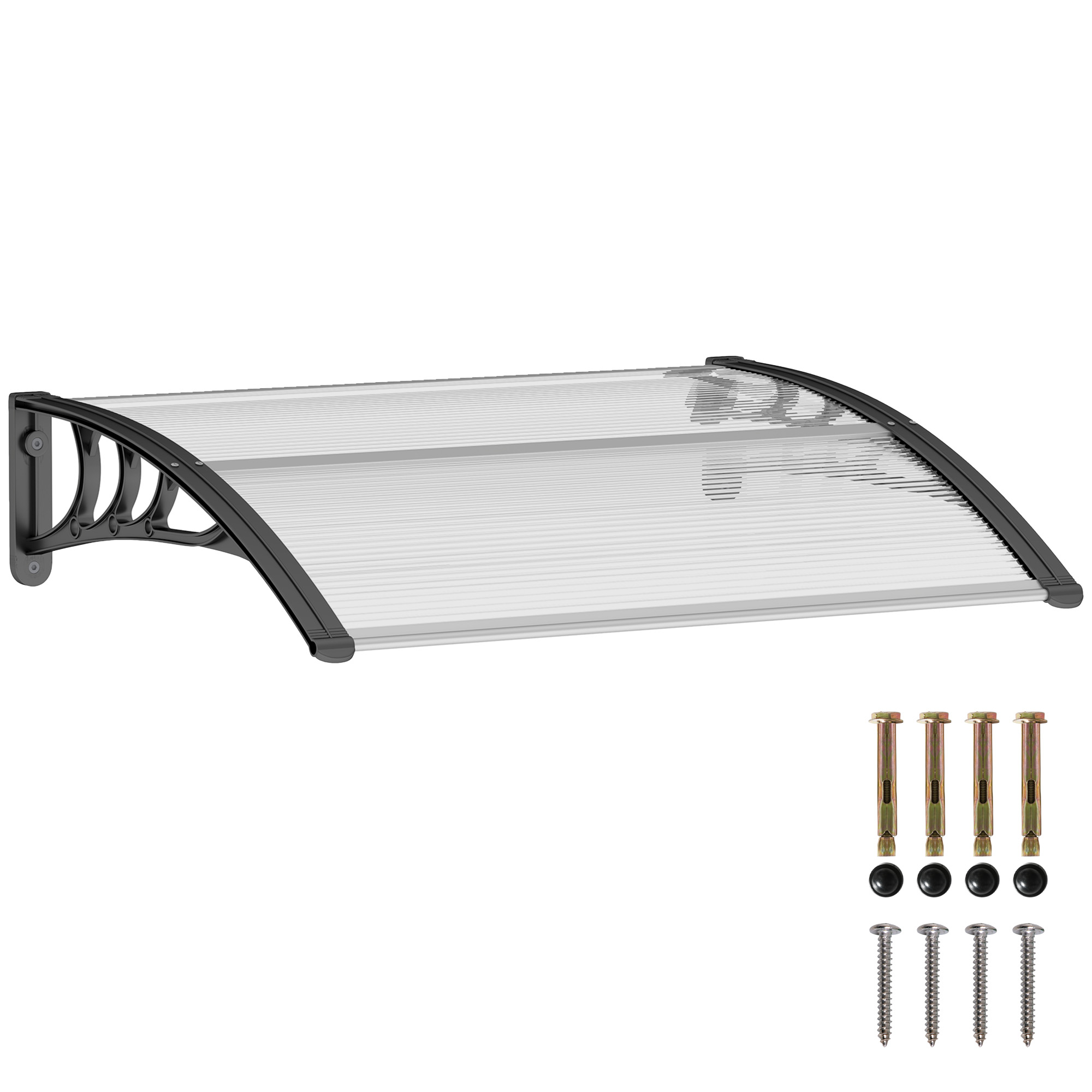 Vordach Haustürvordach 100 x 75 cm Pultvordach Überdachung Polycarbonat Transparent