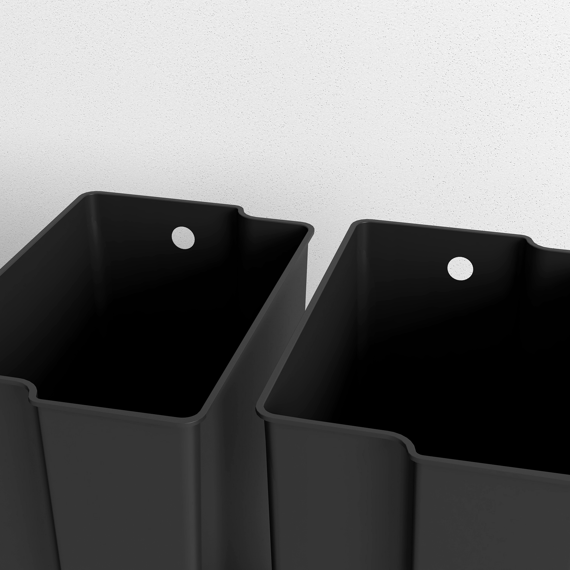 Mülleimer mit 2x25L Fächern, Soft-Close-Deckel, Fingerabdrucksicher, Edelstahl, Schwarz