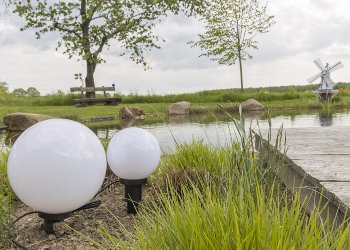 Garten Kugelleuchte Erdspieß "CT-GL30cm", IP44, 230V, 1,5m Kabel, E27 Fassung