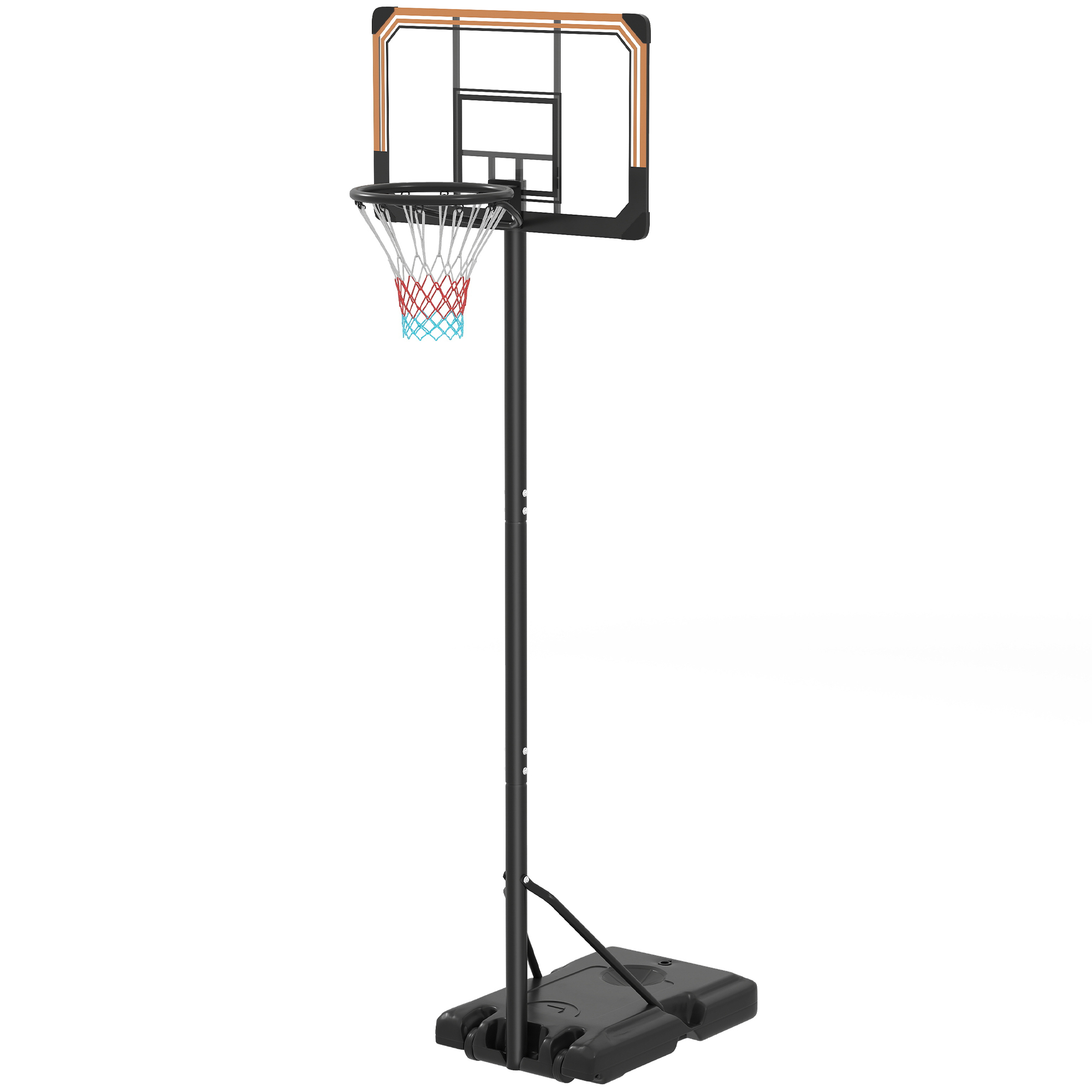 Basketballständer, höhenverstellbar, 182-213 cm Korbhöhe, wetterfest, mit Rollen, Metallrahmen