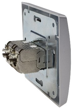 DELPHI Netzwerk-Dose 2x CAT6, inkl. Rahmen, UP, silber