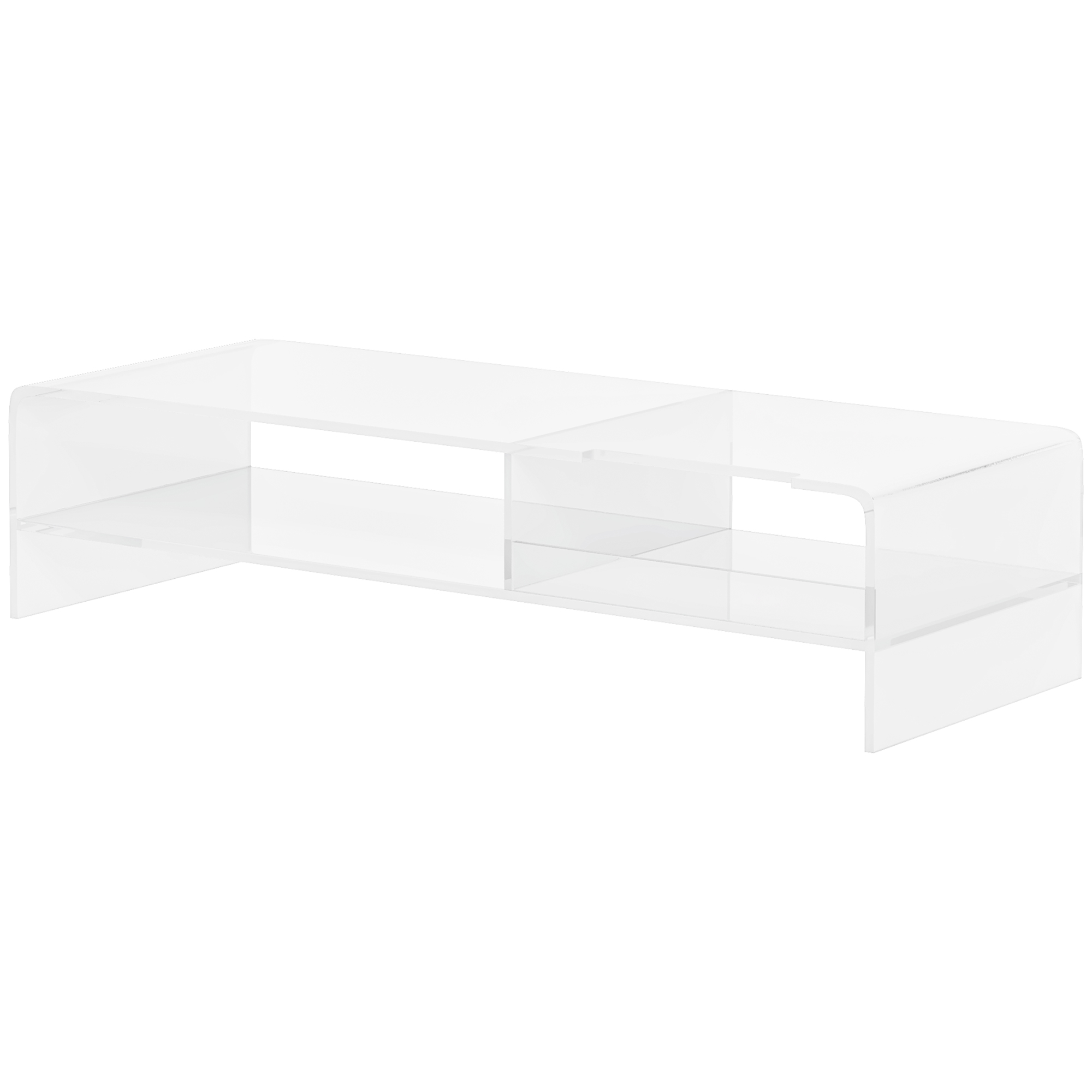 Monitorständer mit Tastaturfach, transparent, für Monitore bis 24 Zoll, 2 Etagen, Acryl, 50,8 x 19 x 12 cm Monitorständer mit Tastaturfach, transparent, für Monitore bis 24 Zoll, 2 Etagen, Acryl, 50,8 x 19 x 12 cm