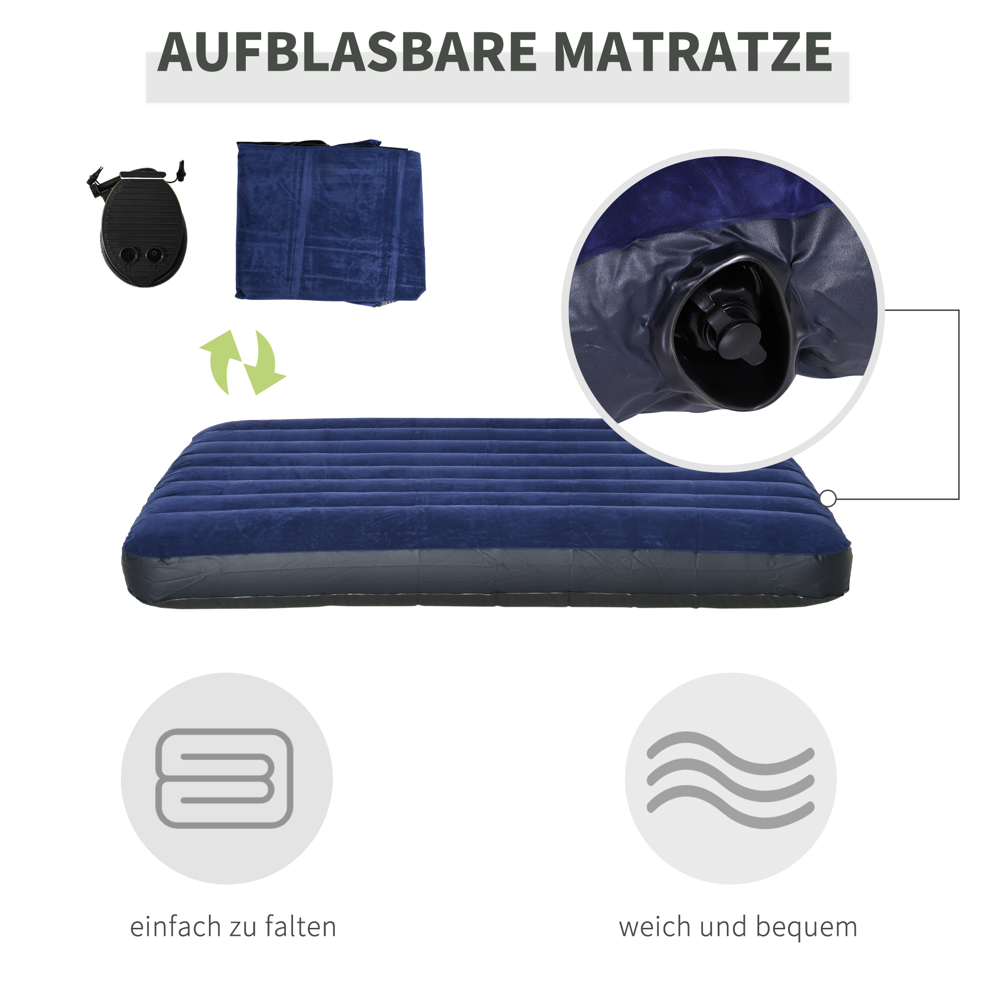 Campingzelt-Set für 2 Personen mit Feldbett und Luftmatratze Grün