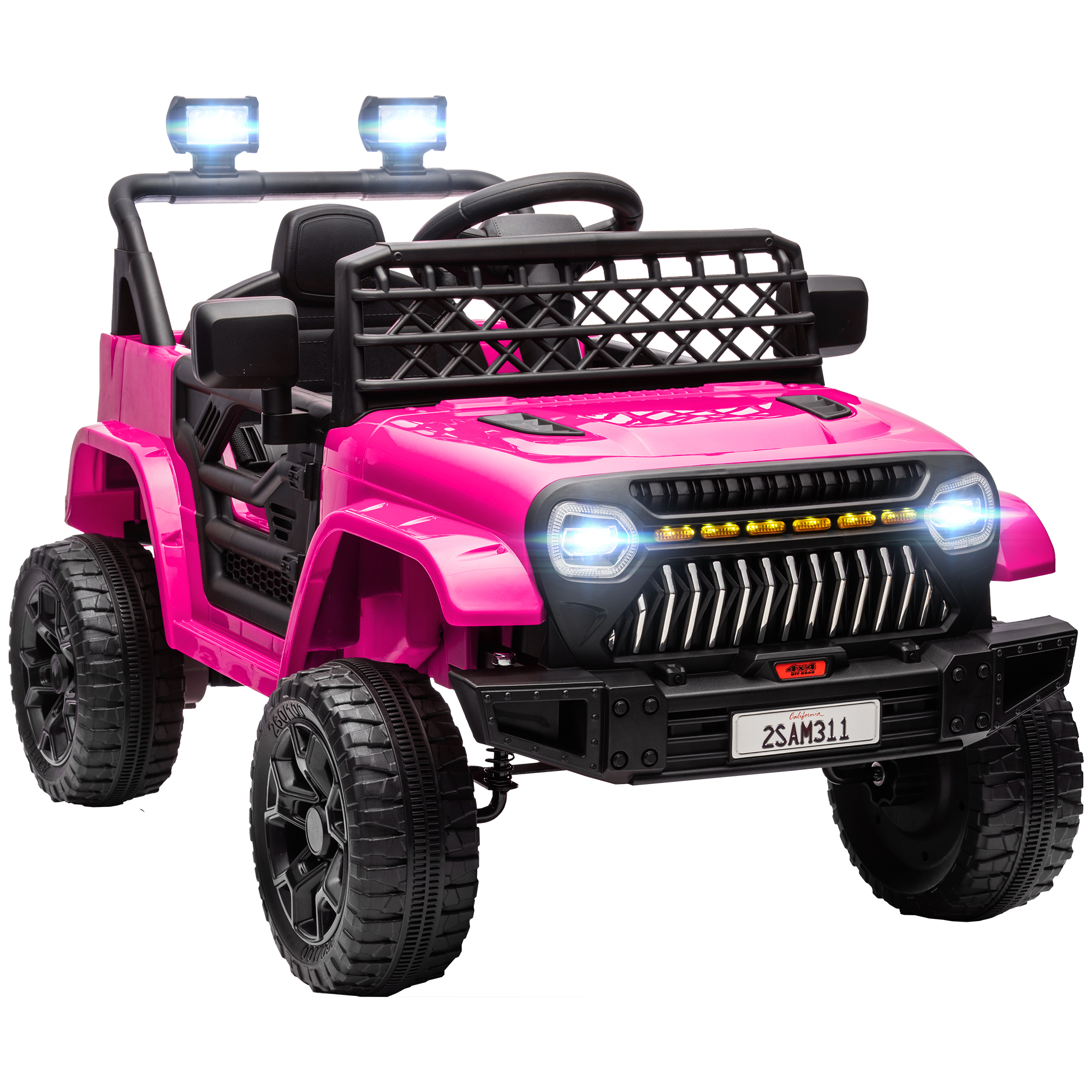 Kinder Elektroauto 12V Kinderauto Elektrisch mit 2,4 GHz Fernbedienung 2 Motor Hupe LED Musik für 3-8 Jahre Rosa