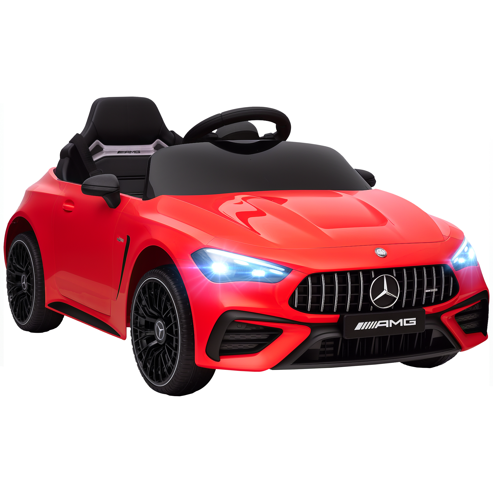 Kinder-Elektroauto, Mercedes-Design, 12V Motoren, Fernbedienung, LED-Lichter, Musik, für 3-6 Jahren Kinder, Rot