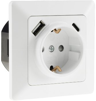 MILOS Schutzkontakt-Steckdose, matt weiß, 230V~/ 16A, Unterputz, USB-C / PD