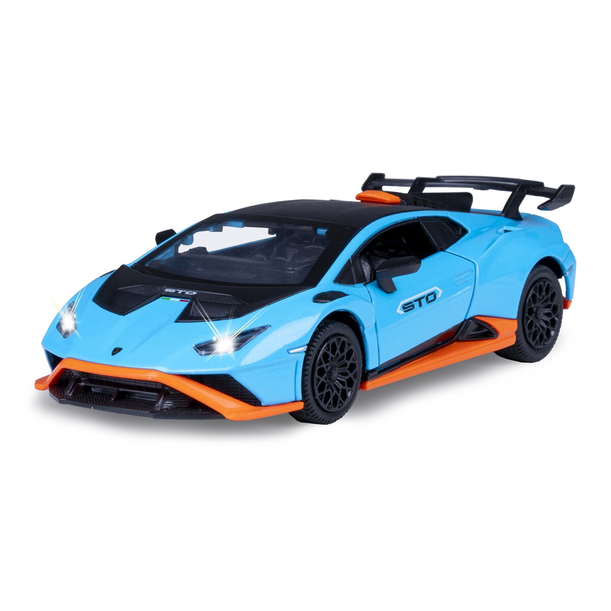 Lamborghini Huracán STO Diecast 1:32 blau inkl. Knopfzellen