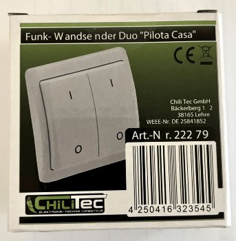 Funk-Wandsender Duo für "Pilota Casa", 433,92MHz, max. 70m, Batterie A23