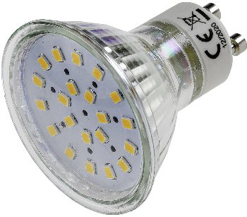 LED Strahler GU10 "H40 SMD", 120°, 3000k, 330lm, 230V/3W, warmweiß