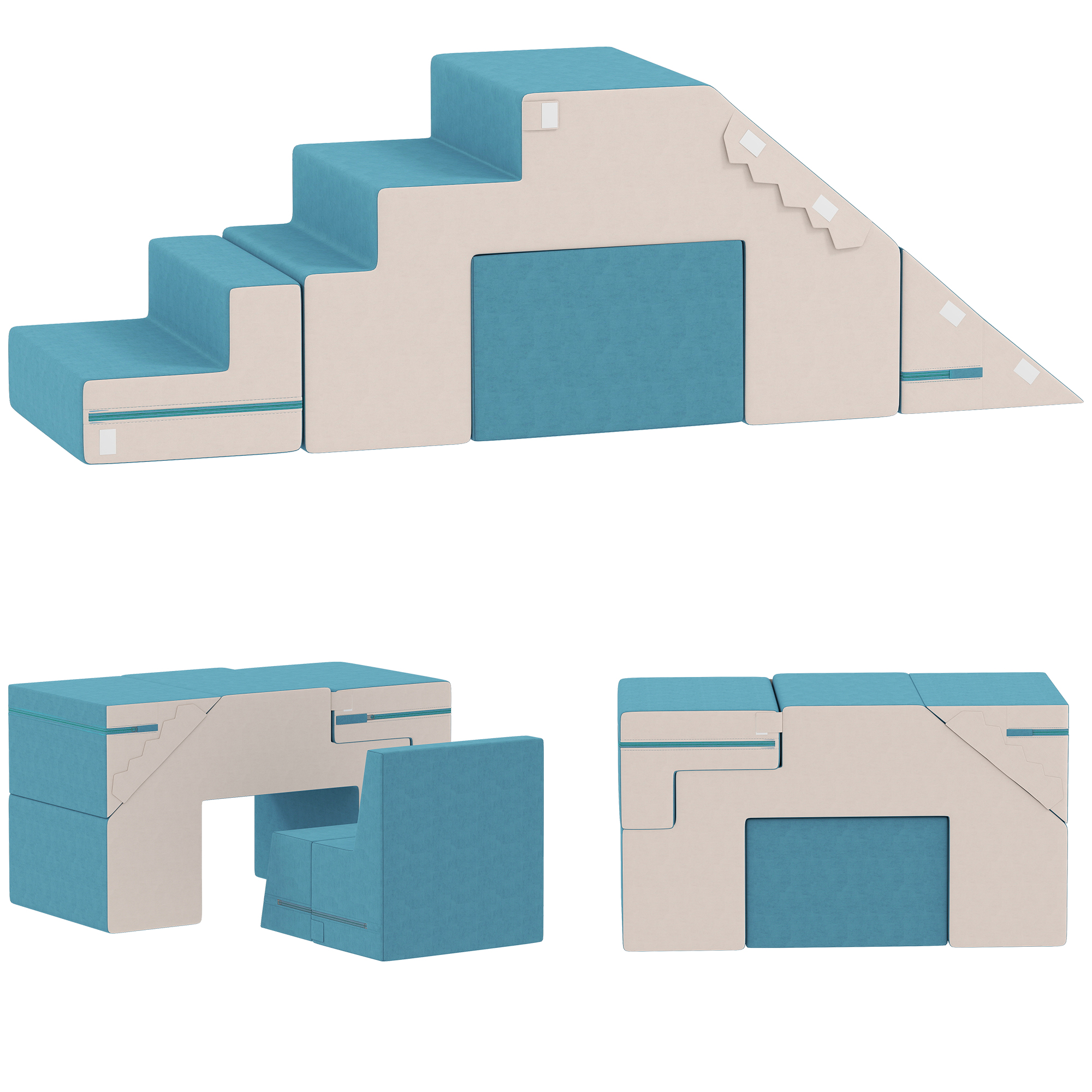 2-teiliges weiches Spielblöcke-Set für Kleinkinder, Kunstleder, Schaumstoff, zum Klettern, Bauen, Spielen, Beige+Blau 2-teiliges weiches Spielblöcke-Set für Kleinkinder, Kunstleder, Schaumstoff, zum Klettern, Bauen, Spielen, Beige+Blau