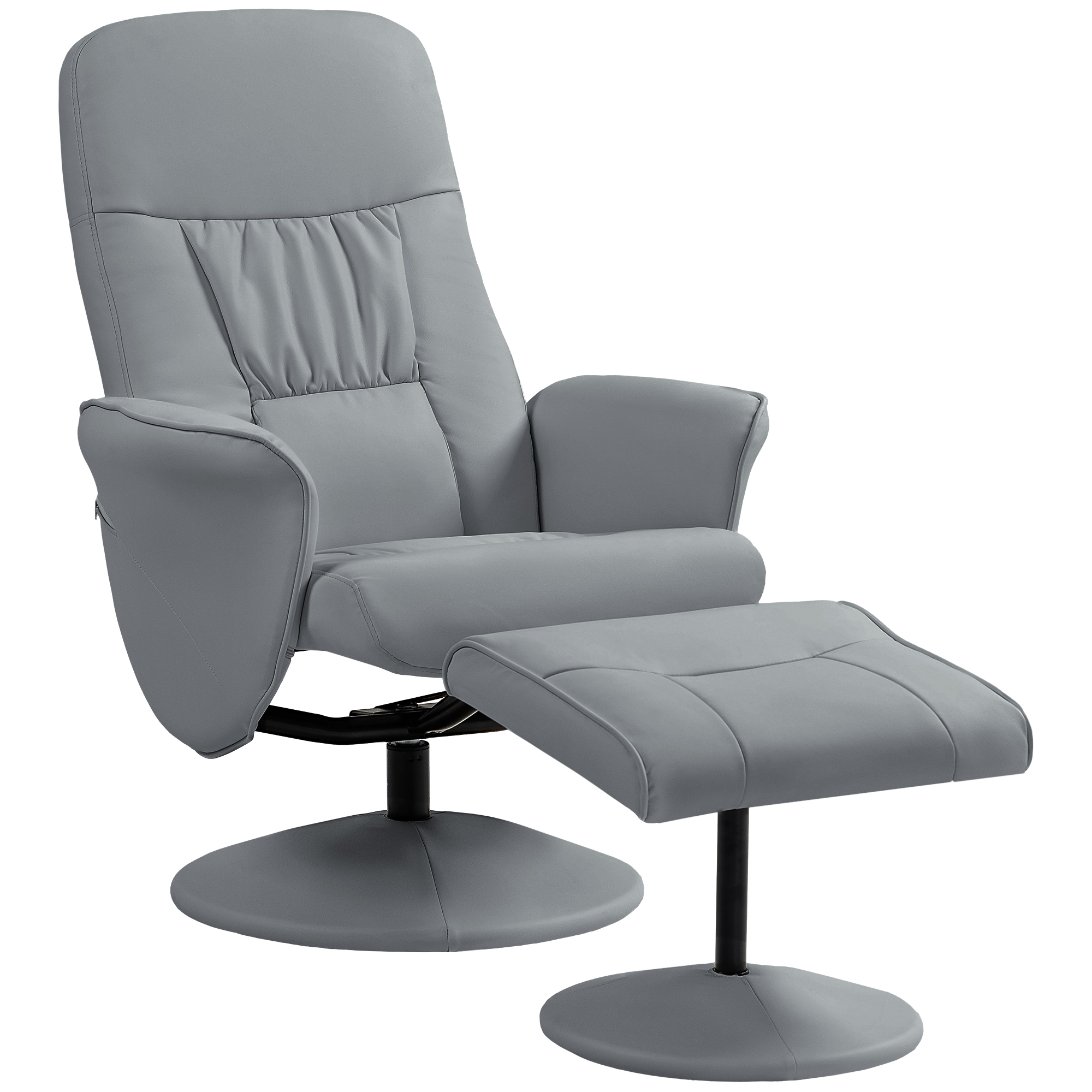 2-teiliges Sessel-Set Sessel mit Fußhocker Relaxsessel mit Fußhocker, höhenverstellbar, neigbare Rückenlehne, Hellgrau 2-teiliges Sessel-Set Sessel mit Fußhocker Relaxsessel mit Fußhocker, höhenverstellbar, neigbare Rückenlehne, Hellgrau