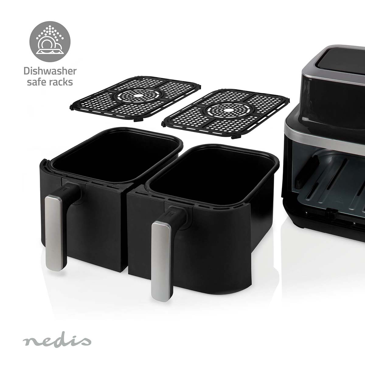 Doppel-Heißluftfritteuse | 2x4.2 l | Timer: 60 min | Anzahl voreingestellter Programme: 10 | digital | schwarz