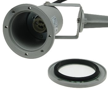 Gartenleuchte "CT-GS10", silbergrau, 230V, 1,5m Kabel+Erdspieß, GU10 Fassung