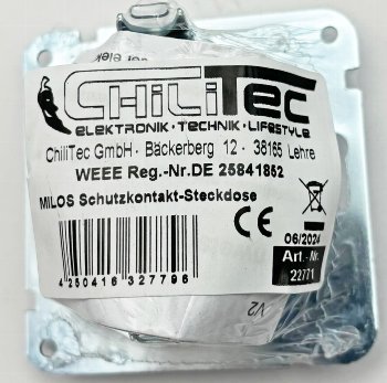 MILOS Schutzkontakt-Steckdose, weiß matt, 250V~/ 16A, OHNE Rahmen, Klemmanschluss