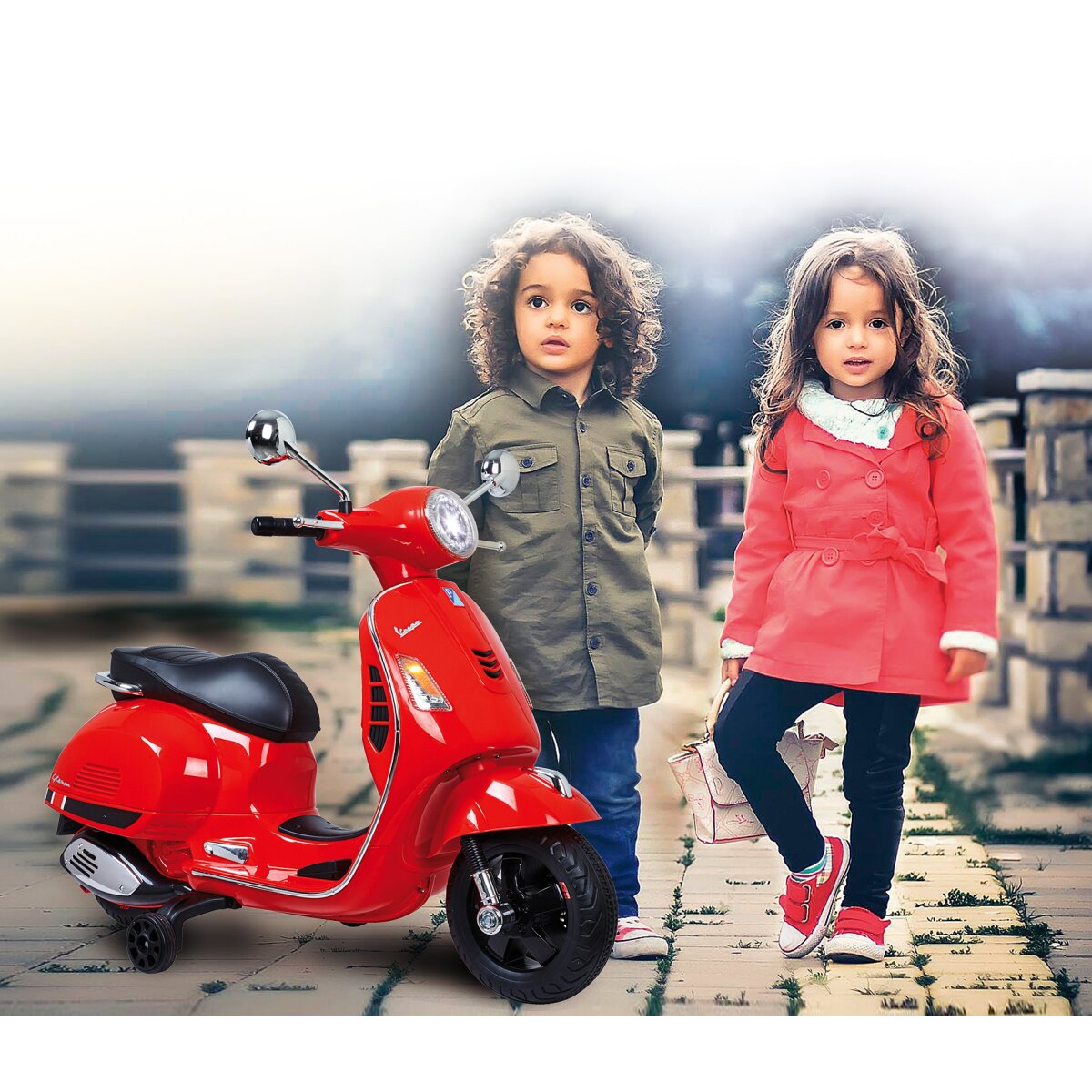 Kindermotorrad Vespa GTS 125 rot