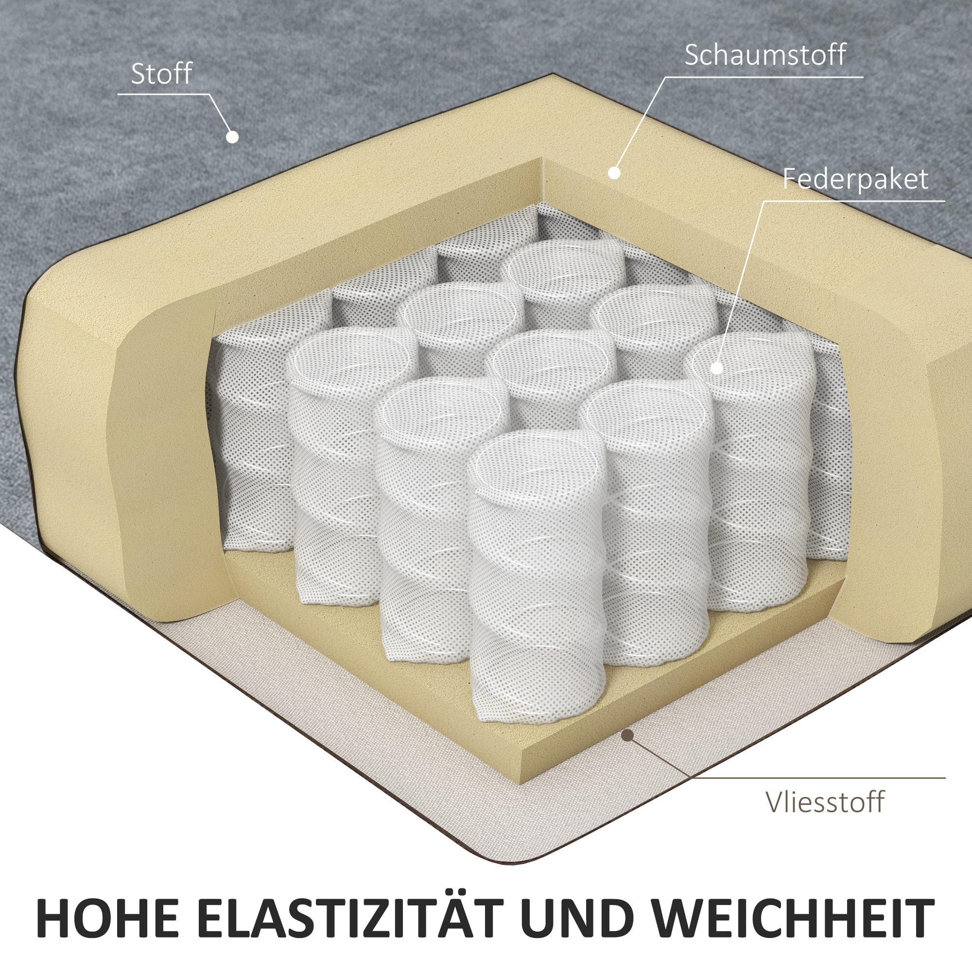 Ecksofa in L-Form, beidseitig anbringbare Chaiselongue, Polstersofa, Dunkelgrau