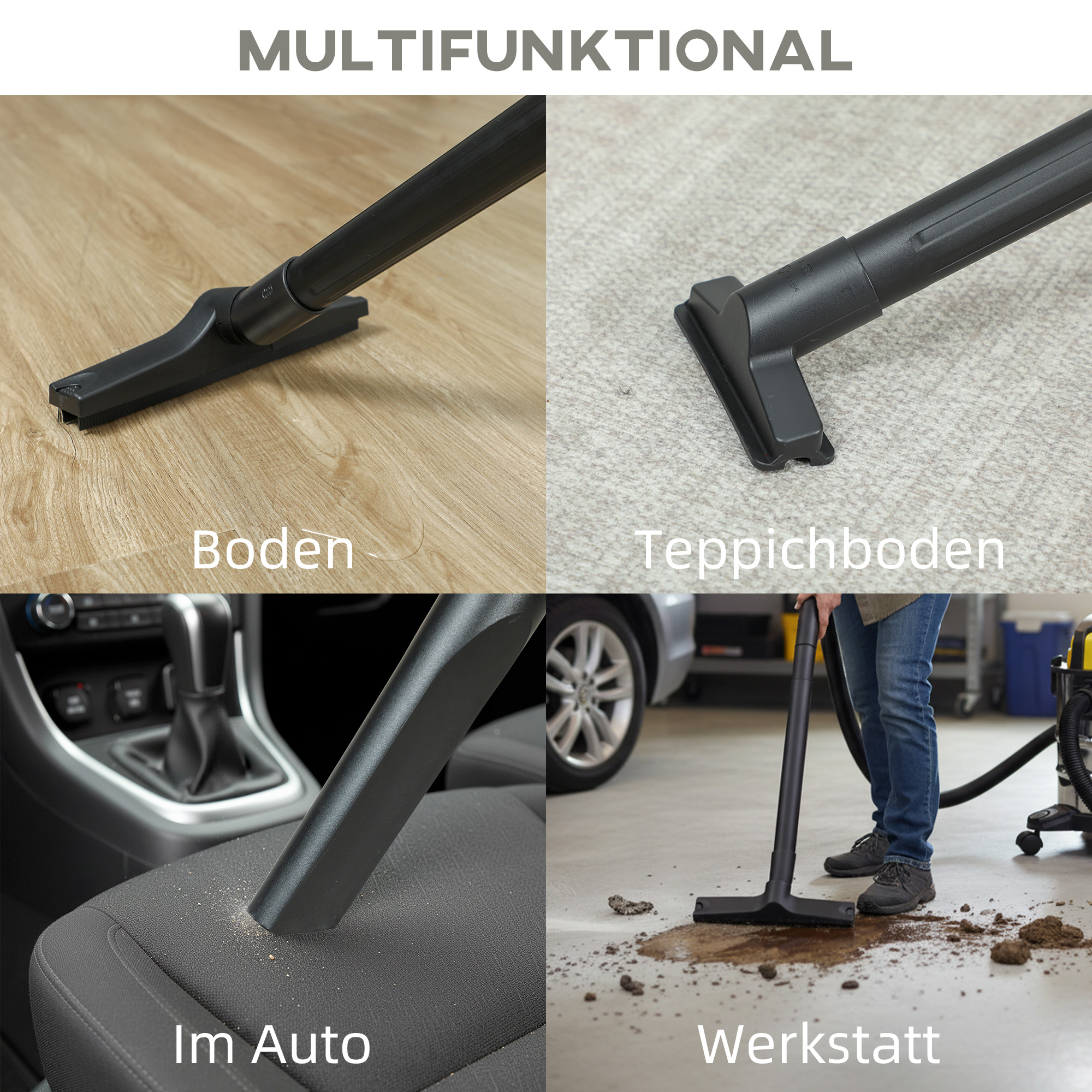 Nass- und Trockensauger, rollbar, 3-faches Filtersystem, 20 L Staubbehälter