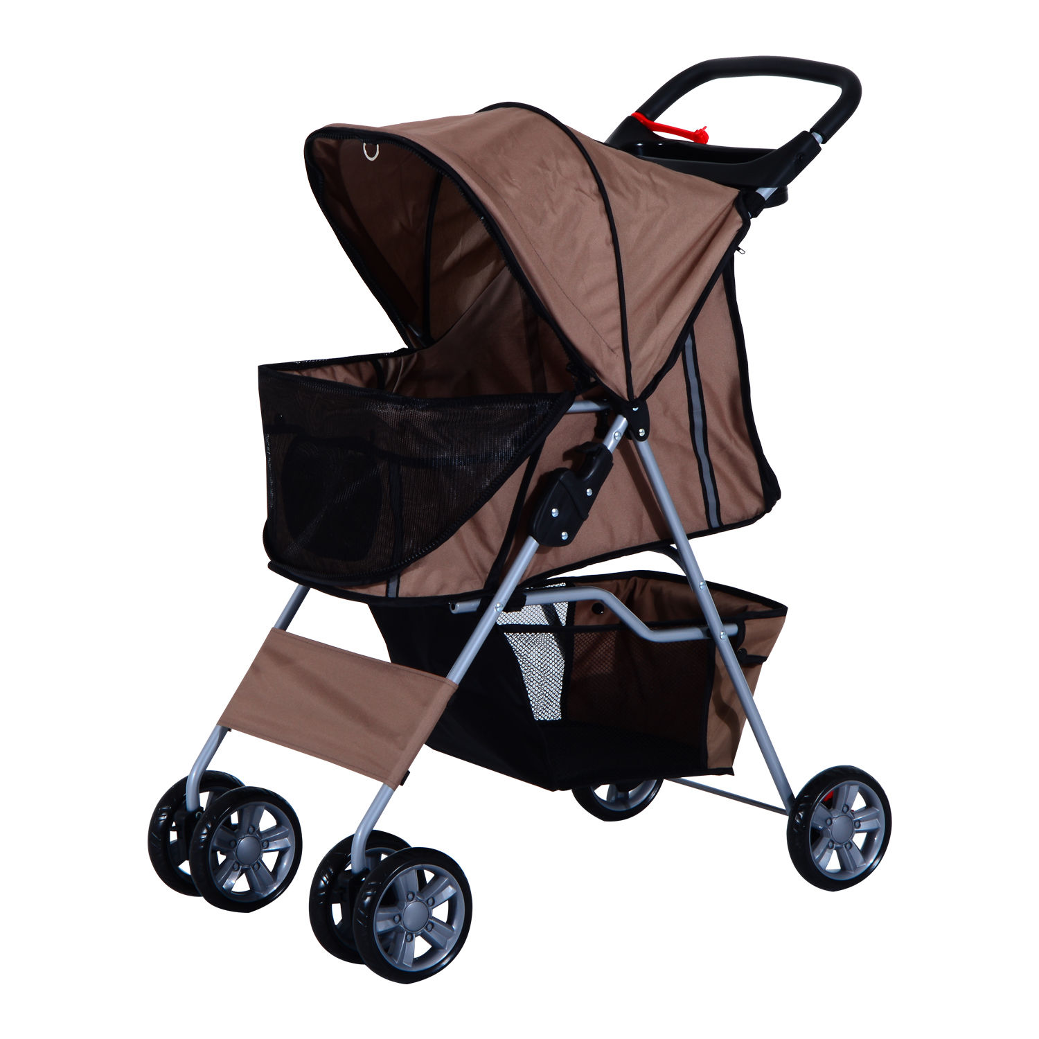 Hundebuggy Hundewagen bis 10 kg Klappbar Bodenkorb 2 Becherhalter Sonnendach Kaffeebraun Hundebuggy Hundewagen bis 10 kg Klappbar Bodenkorb 2 Becherhalter Sonnendach Kaffeebraun