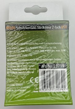 MILOS Schutzkontakt-Steckdose 2-fach, 250V~/ 16A, 1x UP, USB A+C/PD, weiß matt