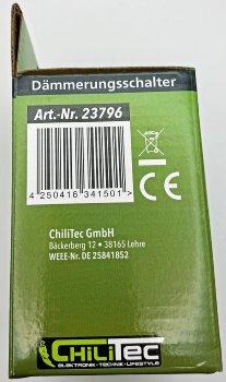 Dämmerungsschalter für Hutschiene, 230V, 5m Kabel, externer Sensor IP65