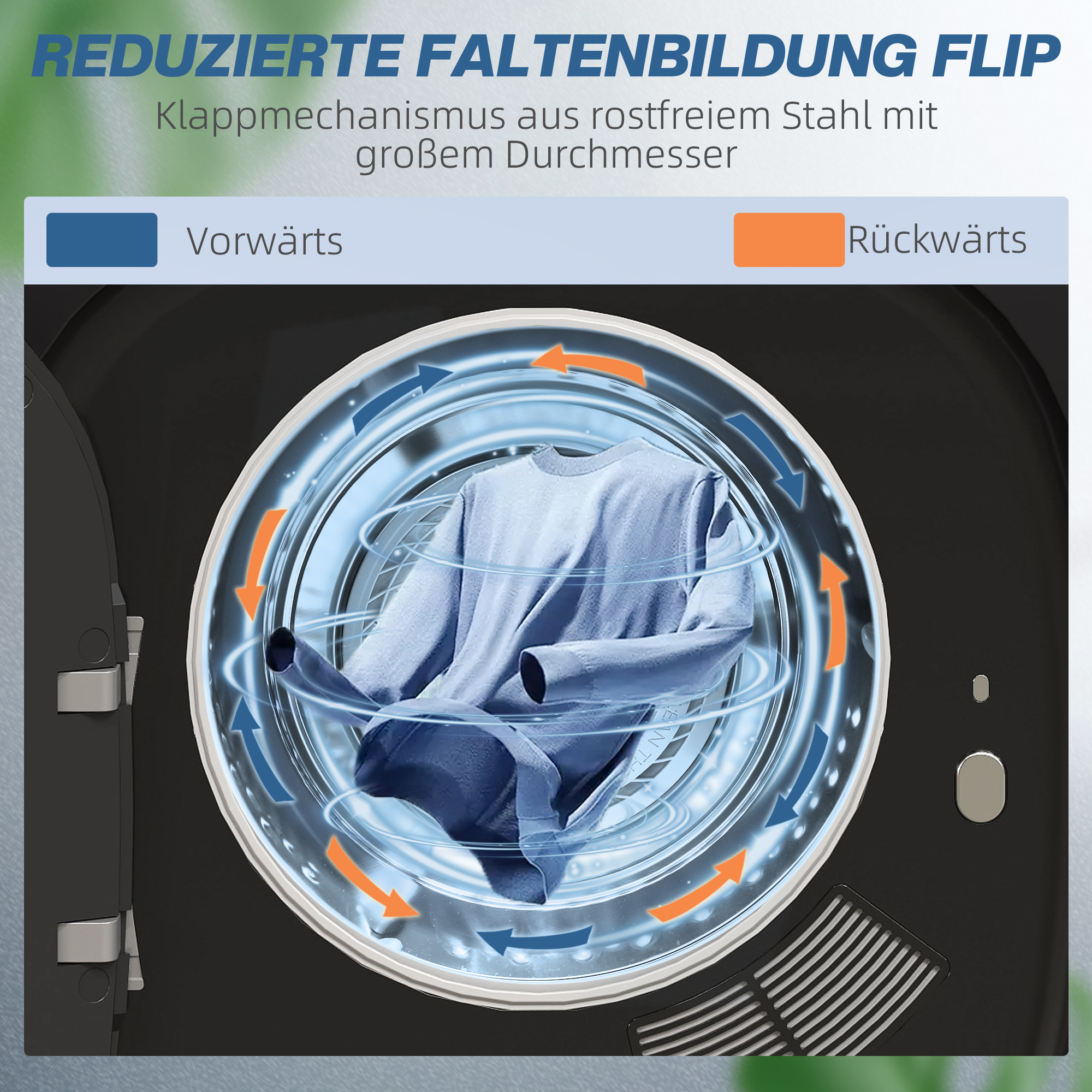 Wäschetrockner mit UV-Desinfektion, kompakte Bauweise, 4 kg Kapazität, Edelstahl, Schwarz