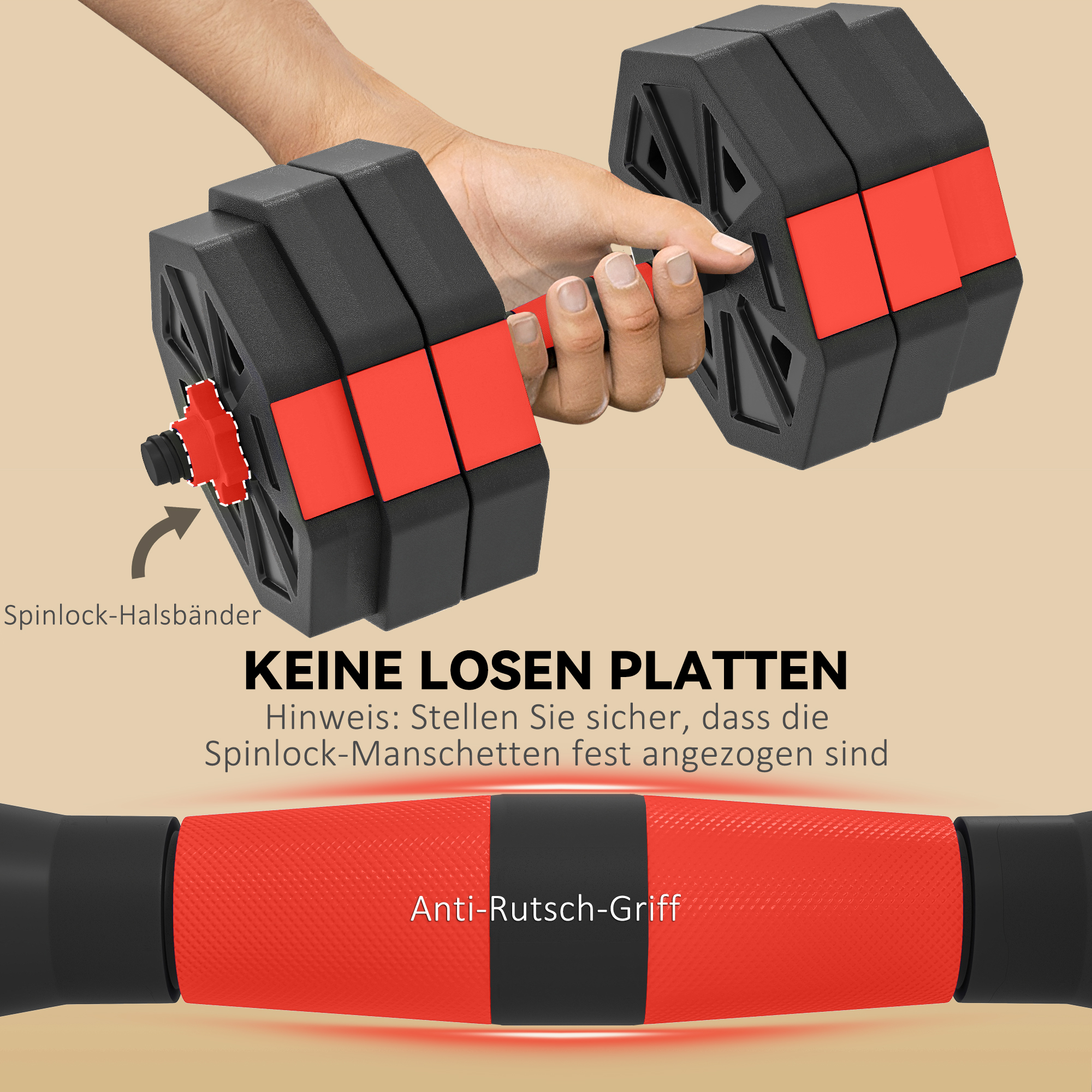 4-in-1 Hantelset Kurzhantel Set Kurzhanteln Langhanteln verstellbar 25 KG für Krafttraining Zuhause