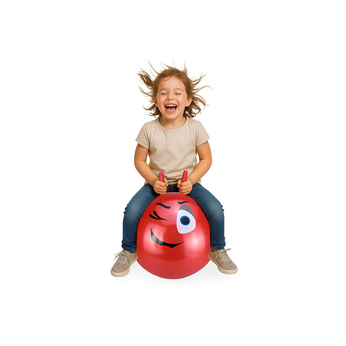 Hüpfball EyeHoppyDoo rot 550mm mit Pumpe