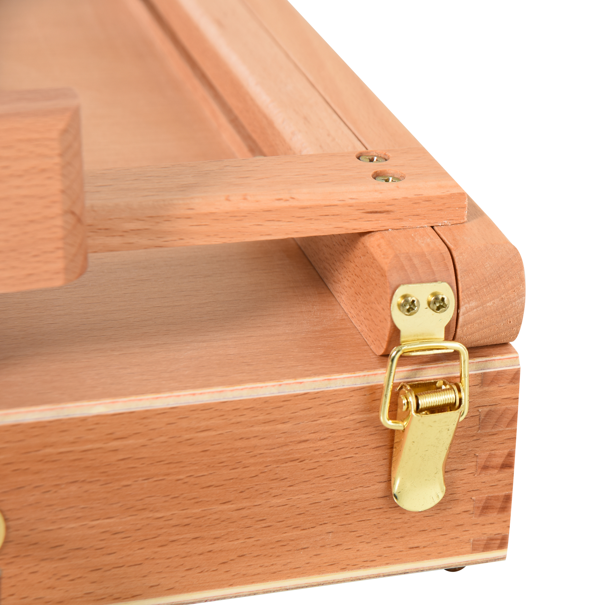Staffelei Keilrahmen Kofferstaffelei Atelierstaffelei Winkelverstellbar Faltbar mit Schublade Buchenholz Natur 42 x 36 x 12,5 cm