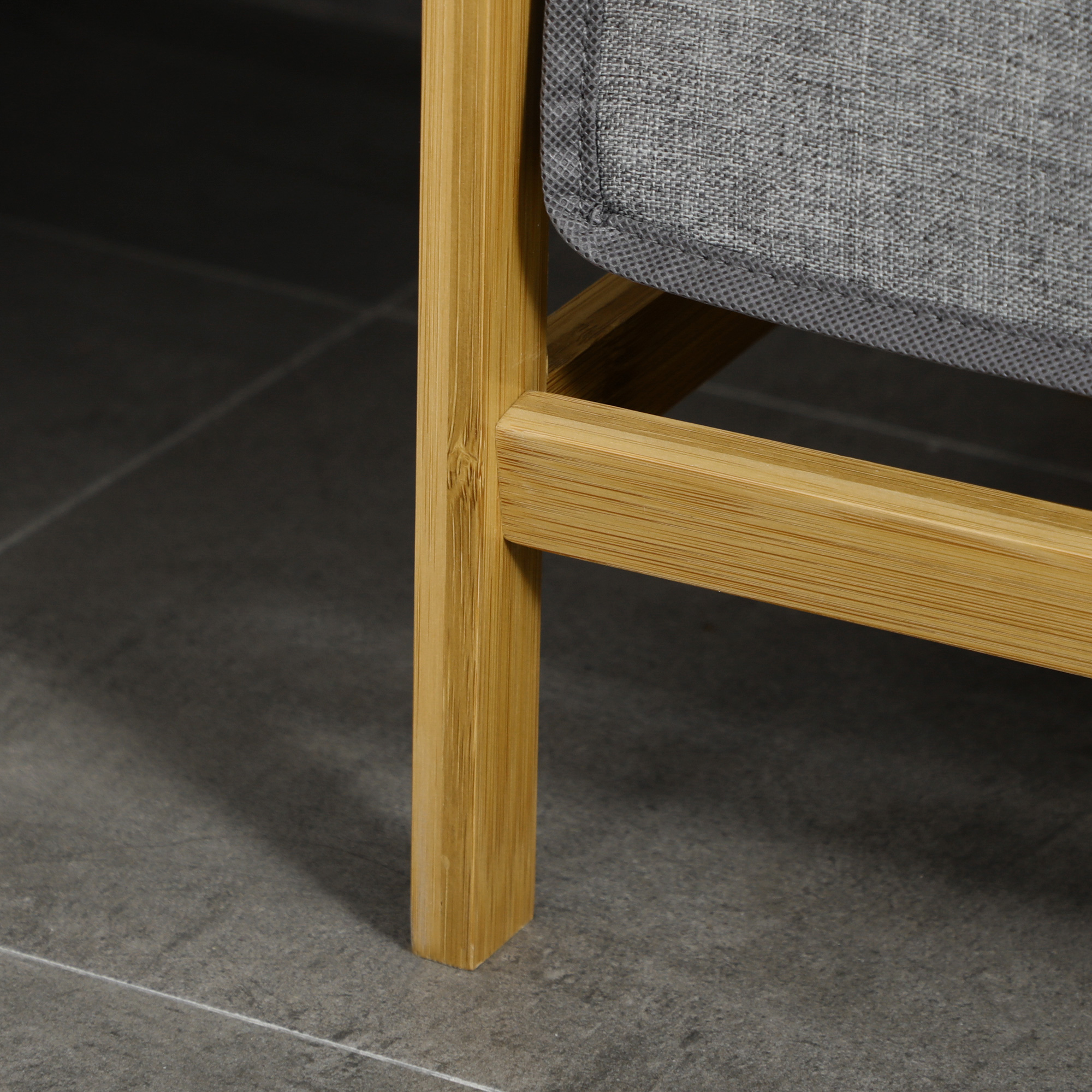 Wäschesammler Wäschekorb, 2 Wäschesäcke, 2 Griffe, Bambus, 63,5 x 33 x 73 cm, Grau + Natur