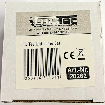 LED Teelichter, 4er Set, Luftzugsensor, zum An- und Ausblasen