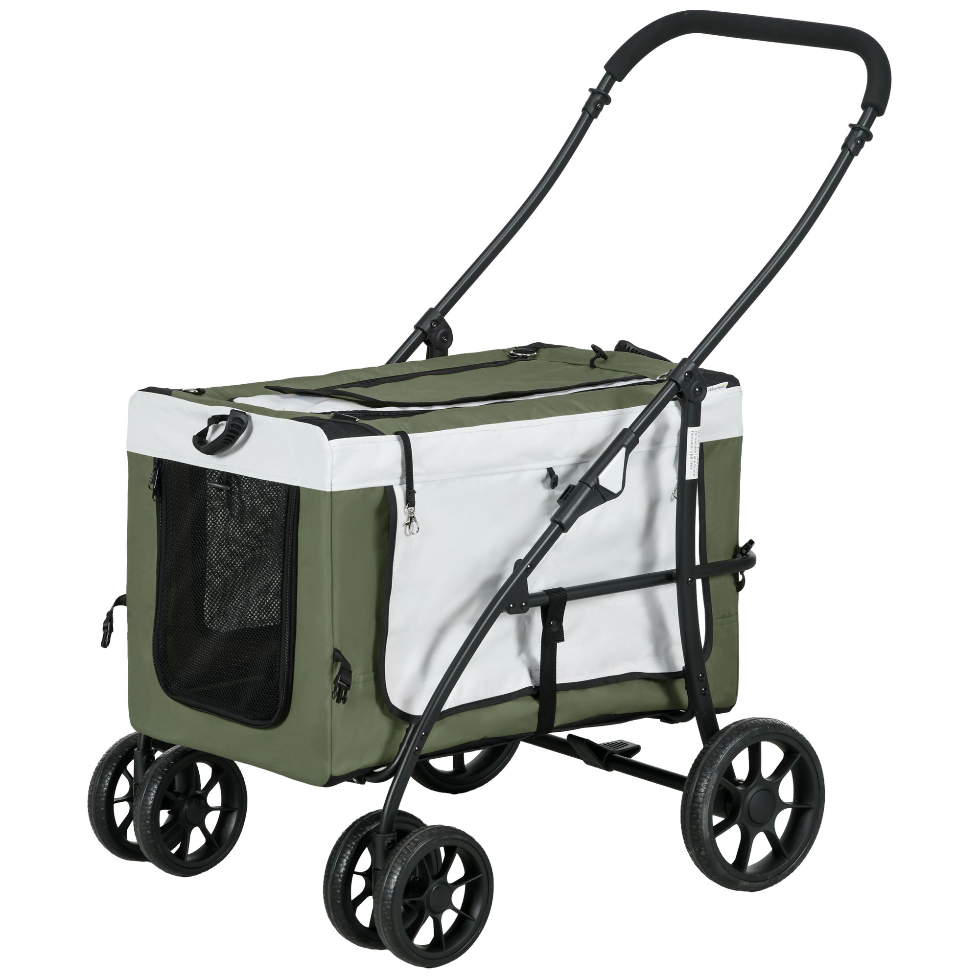 Hundbuggy Haustierbuggy Hundewagen, klappbar, abnehmbarer Korb, 81 x 58 x 97,5 cm, Schwarz+Dunkelgrün+Weiß Hundbuggy Haustierbuggy Hundewagen, klappbar, abnehmbarer Korb, 81 x 58 x 97,5 cm, Schwarz+Dunkelgrün+Weiß
