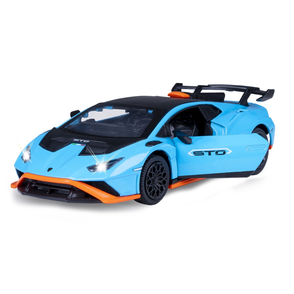 Lamborghini Huracán STO Diecast 1:32 blau inkl. Knopfzellen