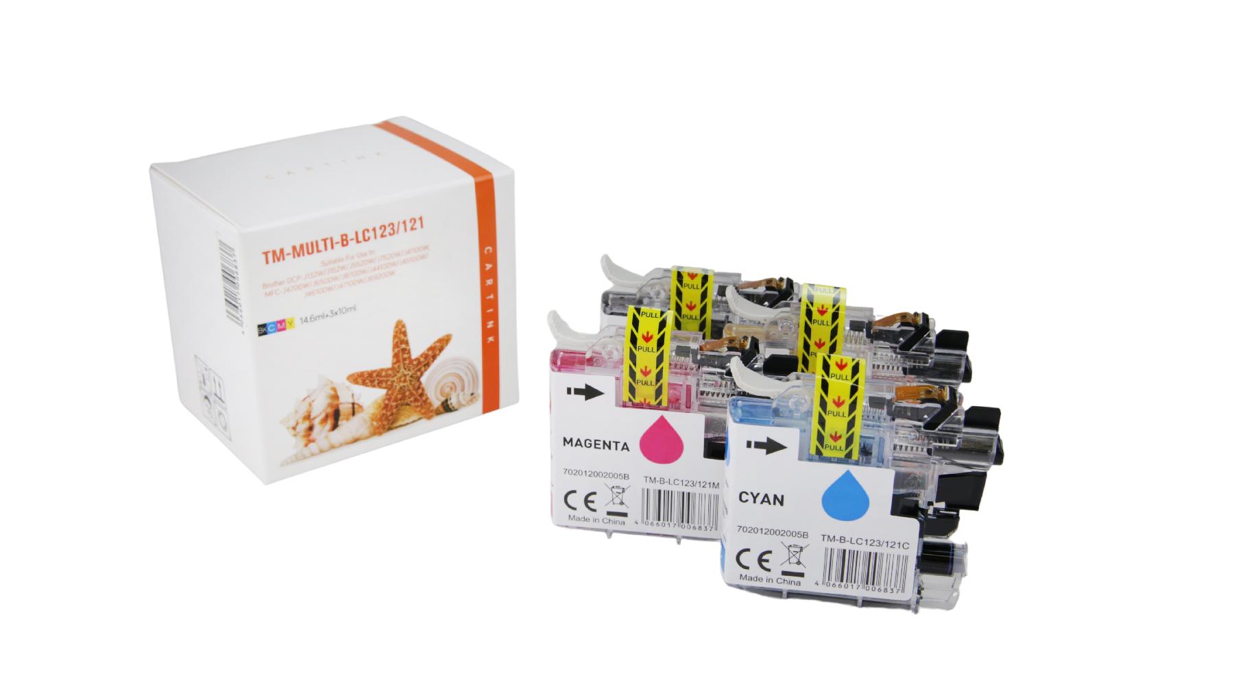 Multipack LC123/121 alternativ Tinte für Brother / LC123VALBP / BK14,6ml / C,M,Y10ml Multipack LC123/121 alternativ Tinte für Brother / LC123VALBP / BK14,6ml / C,M,Y10ml