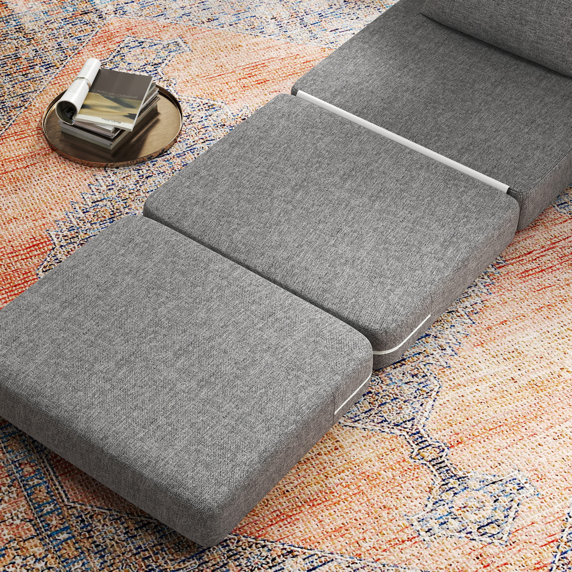 Schlafsessel, Gästematratze, 3-fach faltbar, kompakt, Metallrahmen, 80x75x74 cm, Grau