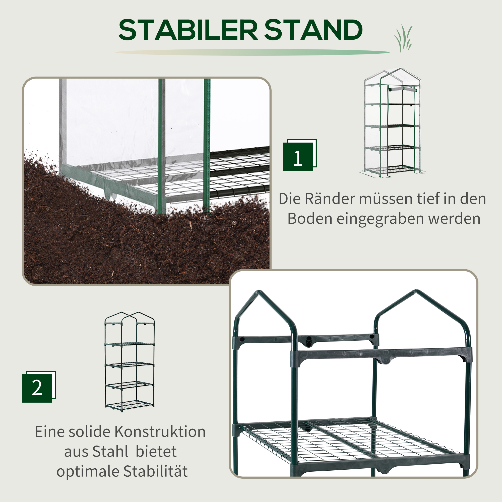 Folien-Gewächshaus, Treibhaus, Mini-Gewächshaus, Pflanzenhaus, Frühbeet, 4 Regalfächer, 70 x 50 x 160 cm, Transparent