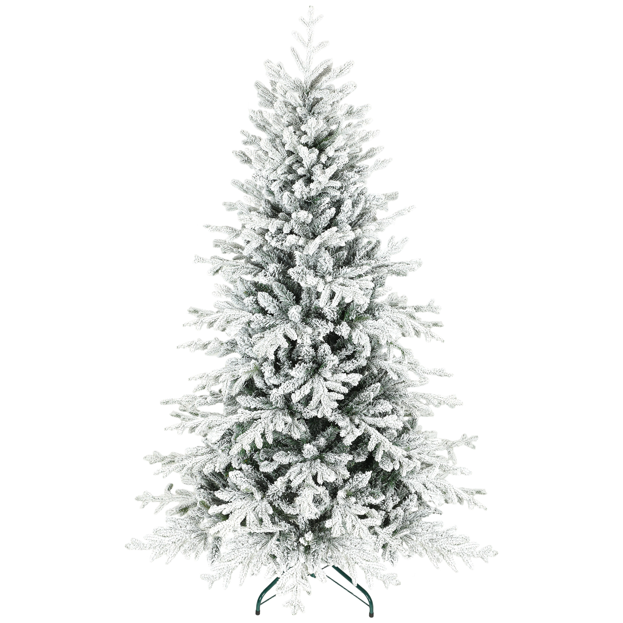 Künstlicher Weihnachtsbaum, 180cm Christbaum mit Schnee, 1815 Zweigen, klappbarem Metallständer