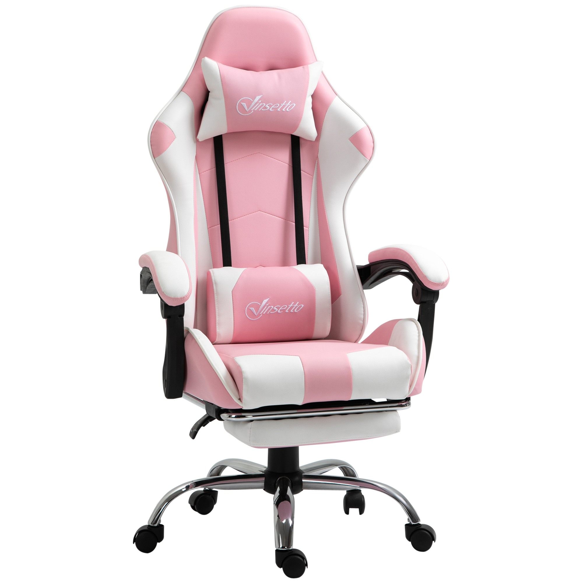 Gamingstuhl Computerstuhl Ergonomischer Bürostuhl Gamer Stuhl mit Kopfstütze Lendenkissen Bürostuhl höhenverstellbar 360°drehbar Schaumstoff Kunstleder PVC Rosa+Weiß 64 x 67 x 119-127 cm Gamingstuhl Computerstuhl Ergonomischer Bürostuhl Gamer Stuhl mit Kopfstütze Lendenkissen Bürostuhl höhenverstellbar 360°drehbar Schaumstoff Kunstleder PVC Rosa+Weiß 64 x 67 x 119-127 cm