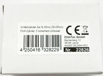 Schließzylinder-Set 3x 60mm (30+30mm), Profil-Zylinder, 5 Sicherheits-Schlüssel