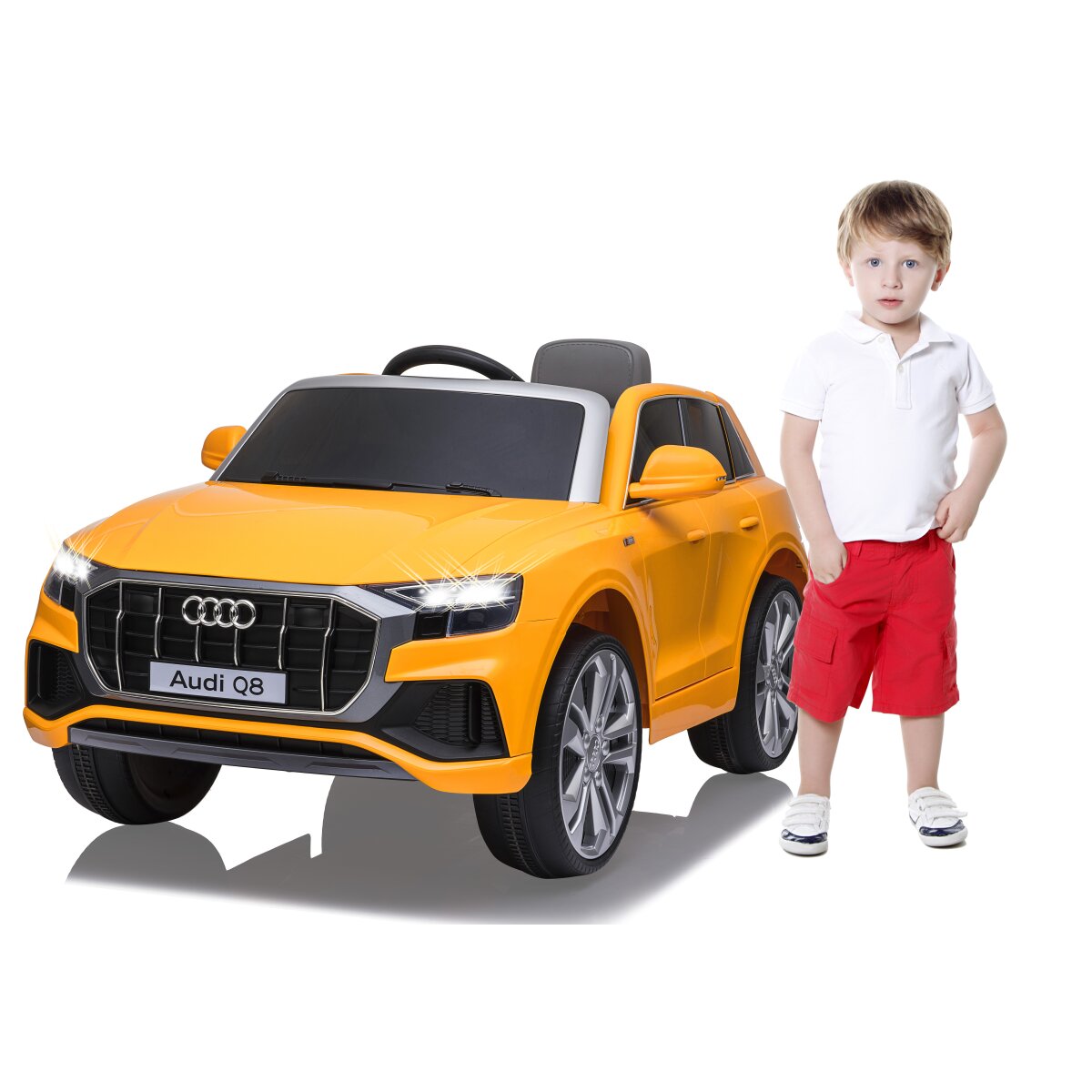 Kinderfahrzeug Audi Q8 gelb 12V Kinderfahrzeug Audi Q8 gelb