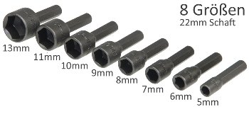 Bitsatz "Steckschlüssel", 8-teilig, 5, 6, 7, 8, 9, 10, 11, 13mm